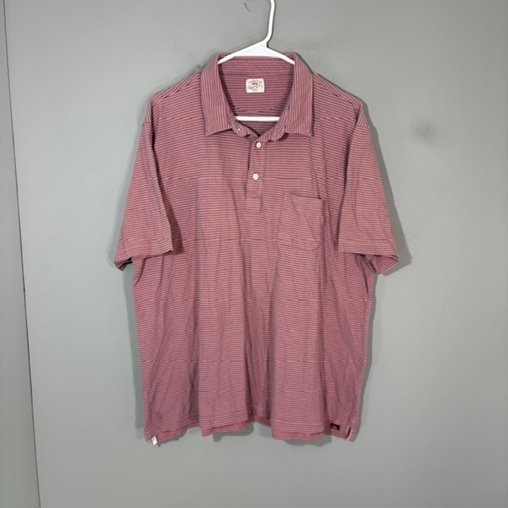 Faherty Polo Shirt Mens XL Pink Striped Cotton Jersey Pocket Casual Top
